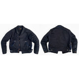 Front and Back image of a worn MFSC Midnight Demin Campus Jacket