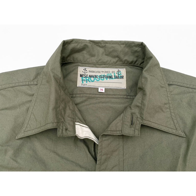 Mister Freedom® SNIPES Shirt in Olive Drab Poplin. Inspired by a vintage 1930’s US Army wool uniform. Made in Japan.