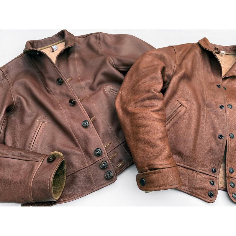 Campus Jacket - "Bison" - Brown Veg-Tan Leather