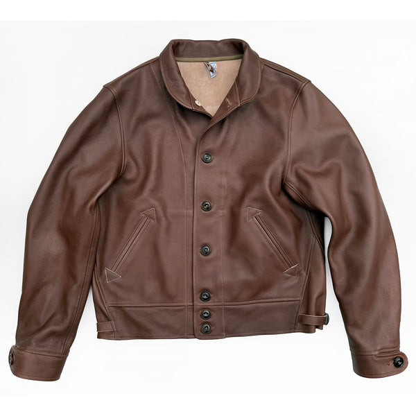 Campus Jacket - "Bison" - Brown Veg-Tan Leather
