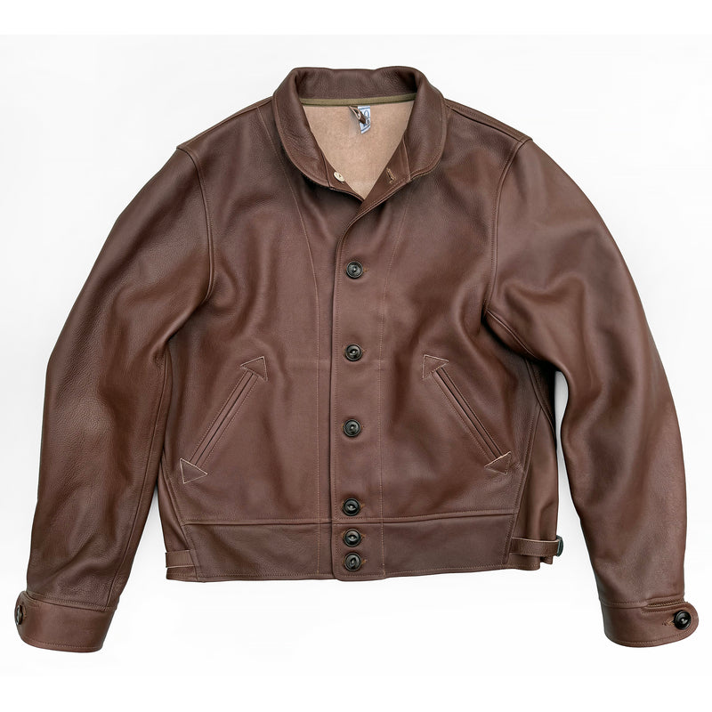 Campus Jacket - "Bison" - Brown Veg-Tan Leather