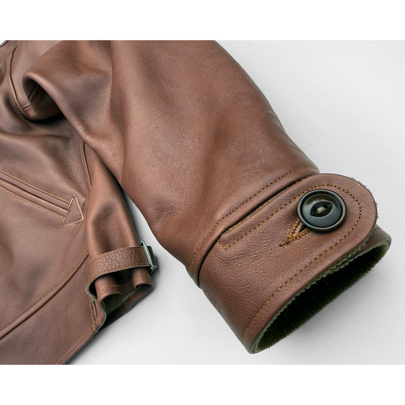 Campus Jacket - "Bison" - Brown Veg-Tan Leather