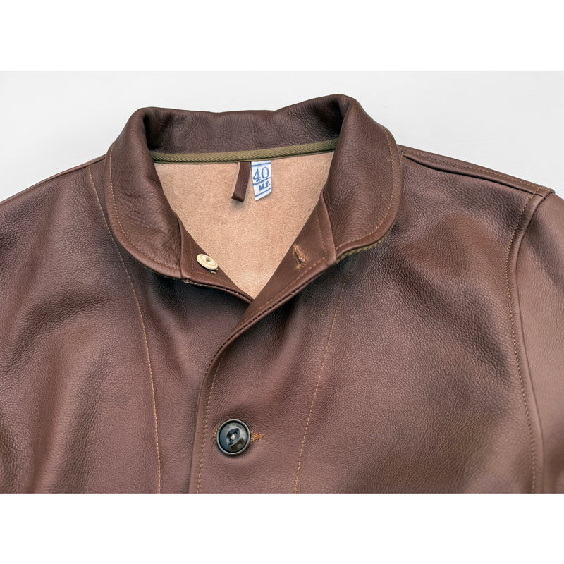 Campus Jacket - "Bison" - Brown Veg-Tan Leather