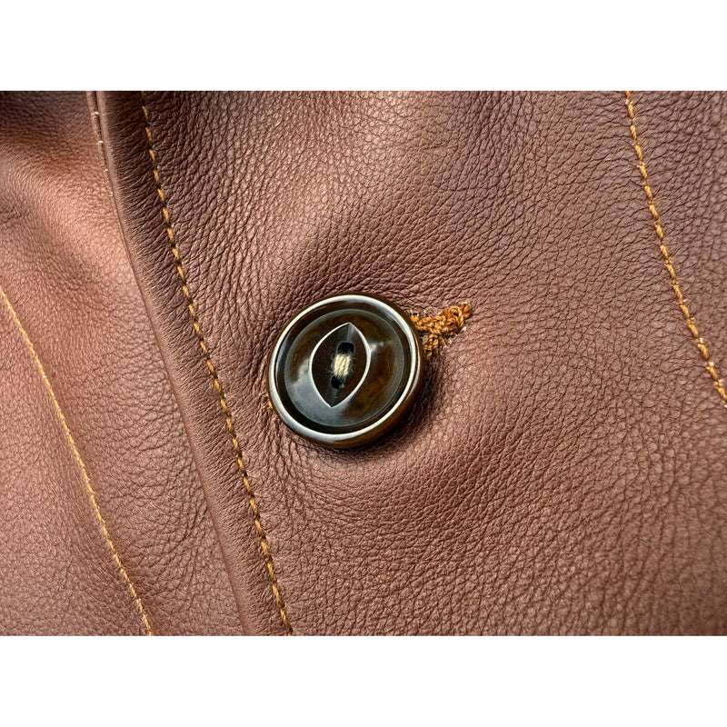 Campus Jacket - "Bison" - Brown Veg-Tan Leather