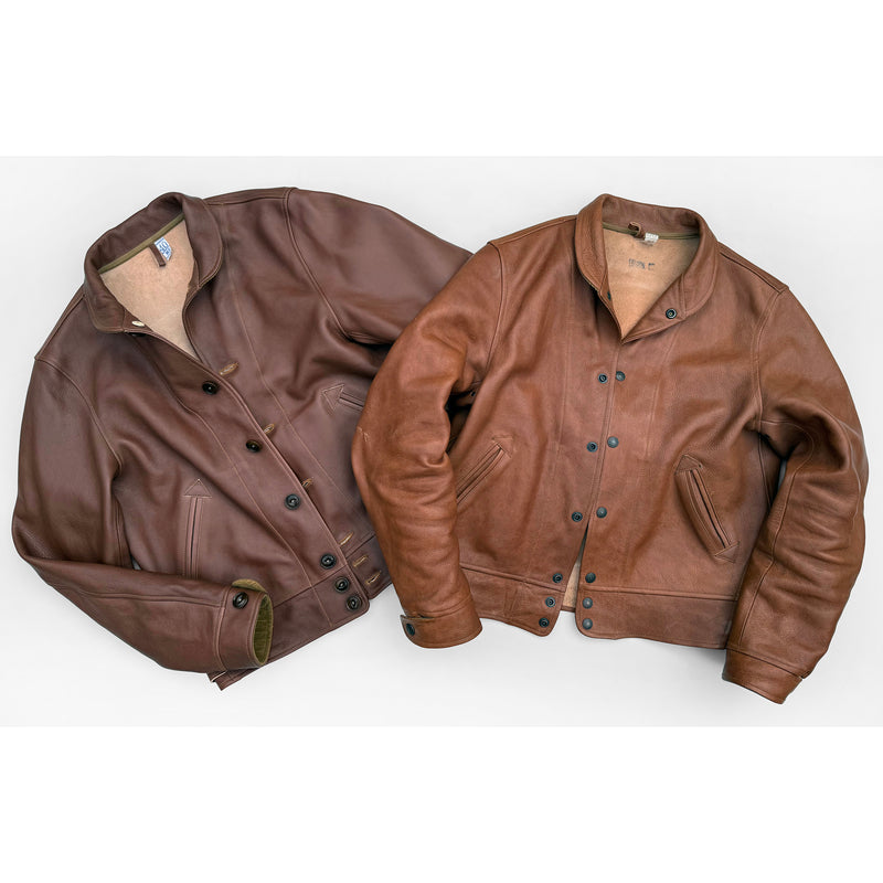 Campus Jacket - "Bison" - Brown Veg-Tan Leather