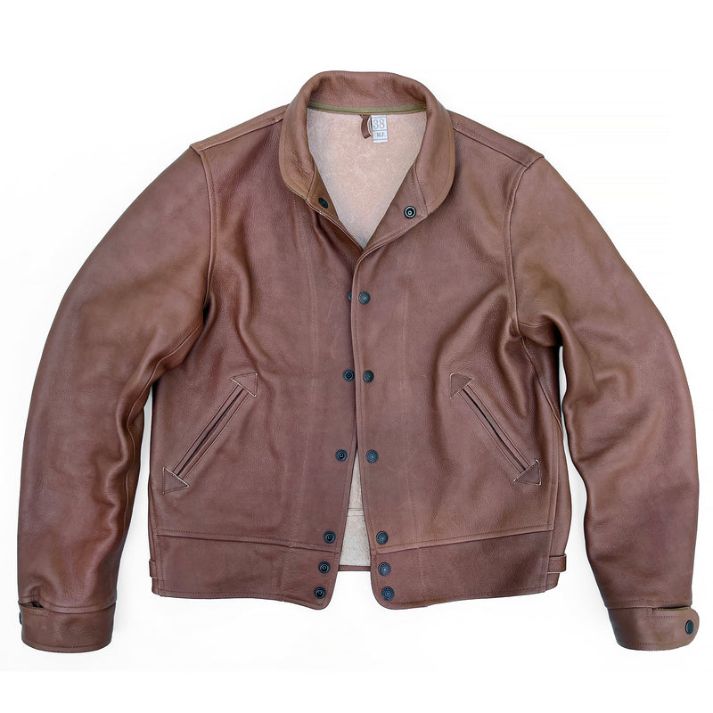 Campus "Stud" Jacket - "Bison" - Brown Veg-Tan Leather