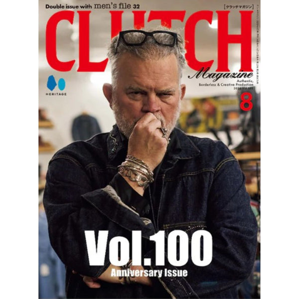 Magazine cover with a man on the front, featuring the title 'Clutch Magazine' and volume number '100'.