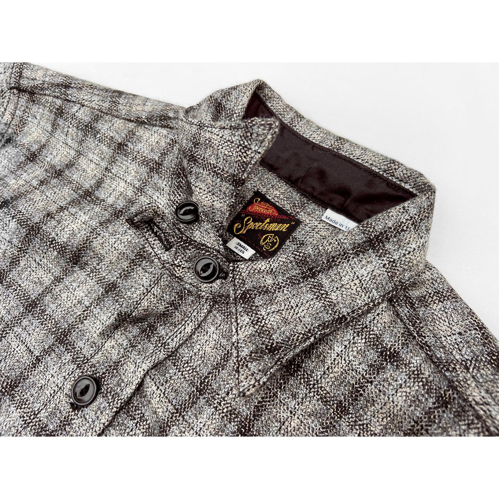 デカ目 M 80s 川久保オム Plaid wool no collar Jkt Wesley Men's Wool Jacket - Brown | Buffalo Jackson