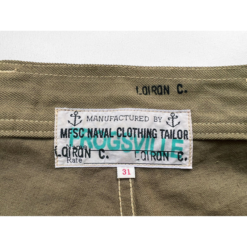 MFSC FROGSVILLE -Woven rayon mfsc “FROGSVILLE” label on inside waistband.