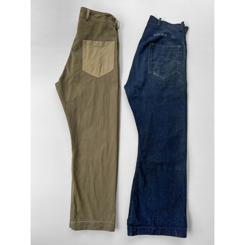 Side by side comparison of the Original Snow Denim Swabbies and Swabbies MOD in Khaki HBT