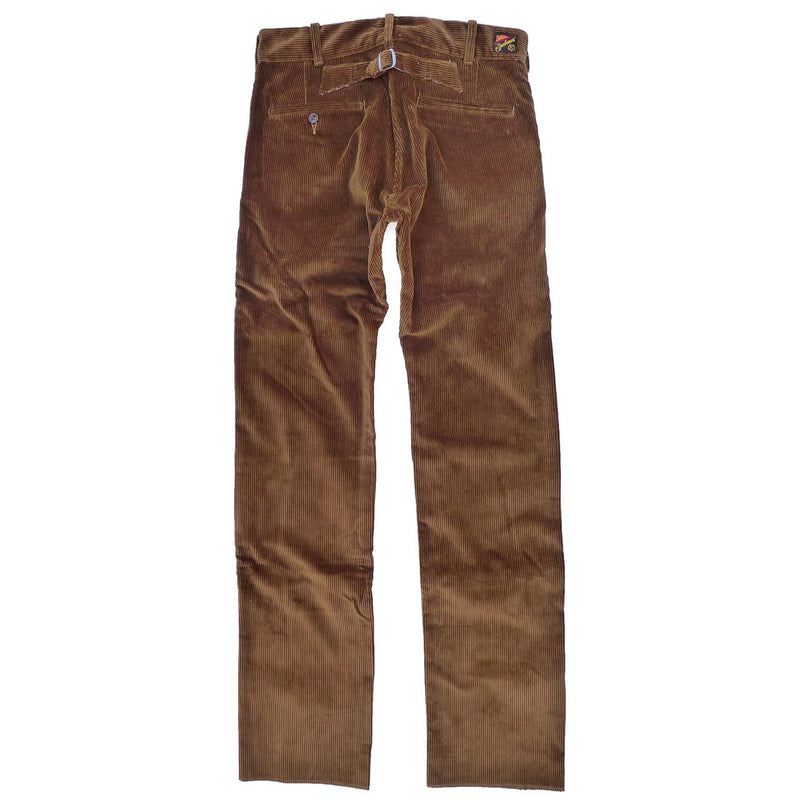 Continental Trousers Fabric: 14 Oz. Heavy wide-wale corduroy, 100% cotton, “vintage” cognac brown color, milled in Japan.