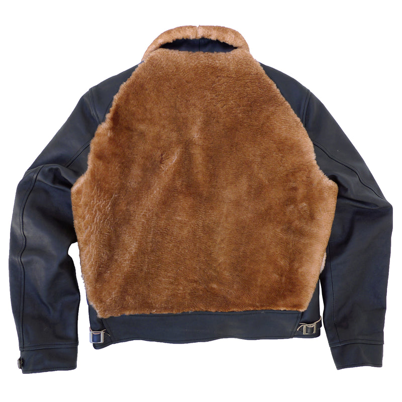 Baloo Jacket Leather: Black vegetable-tanned “Tea-Core” full grain cow hide leather, black topcoat with natural-color flesh side, milled and supple, about 2-3 Oz weight. Exclusively developed for MF®. Soft-hand genuine sheepskin panels.