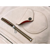 Bronco Champ cafe racer leather jacket details: Universal zipper and original MF® pocket