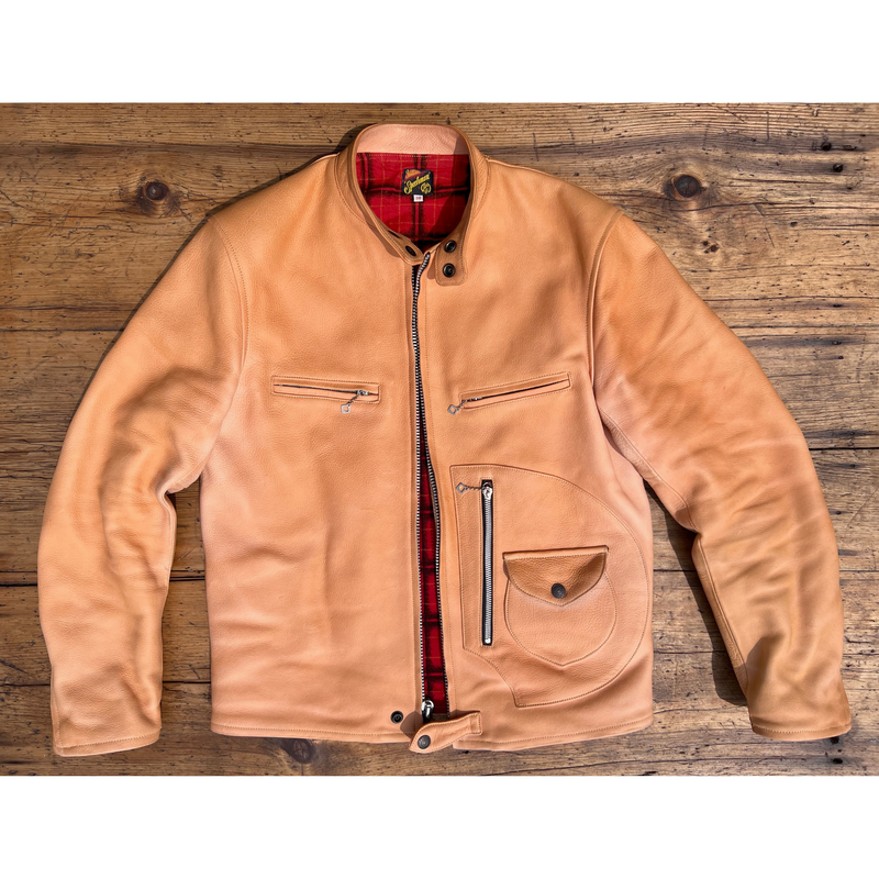 Mister Freedom® Bronco Champ Cafe Racer leather jacket in natural leather