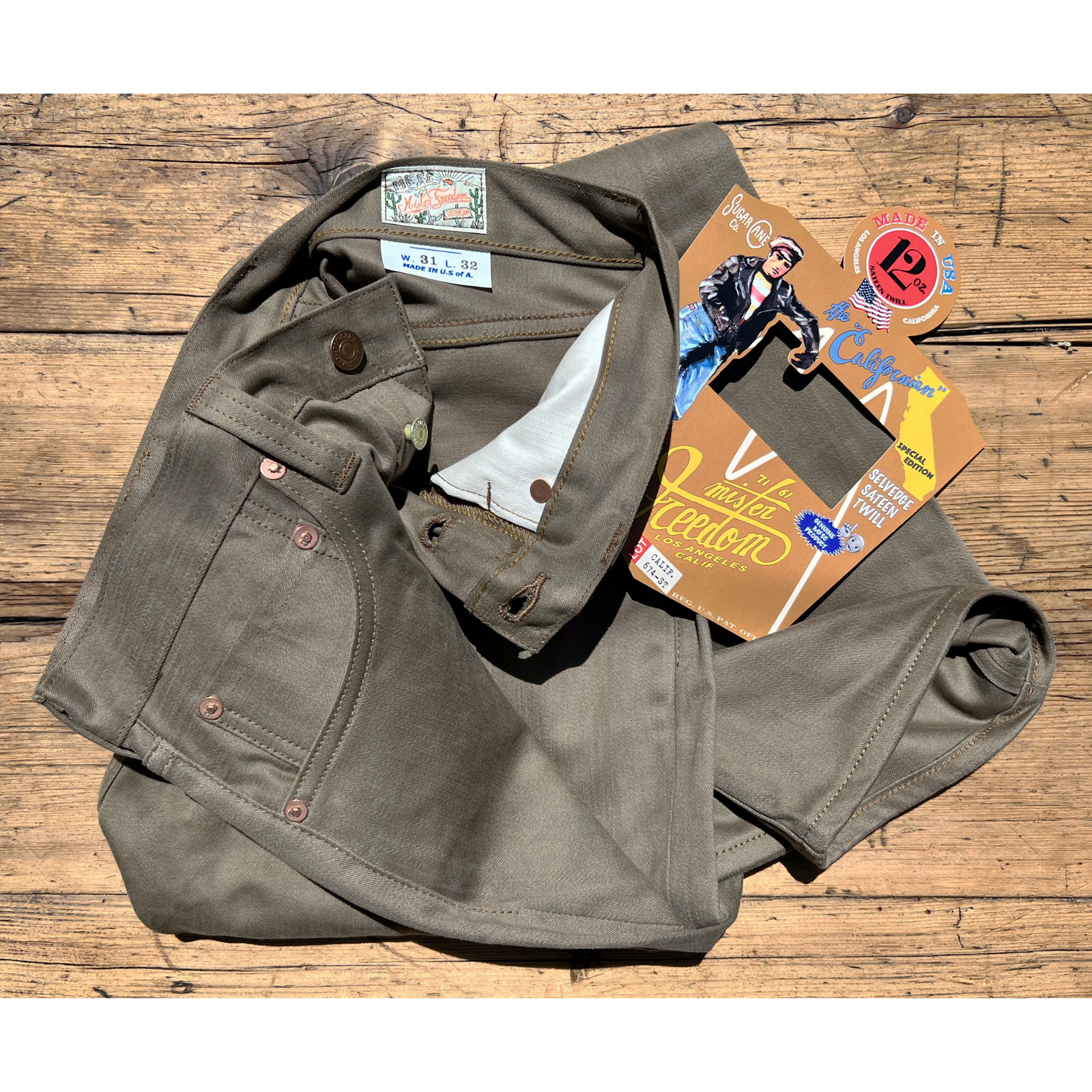 Californian Lot.64 - Mocha Sateen (Straight Leg) | Mister
