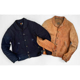 Natural Leather and Midnight Denim Camus Jackets Shown Together