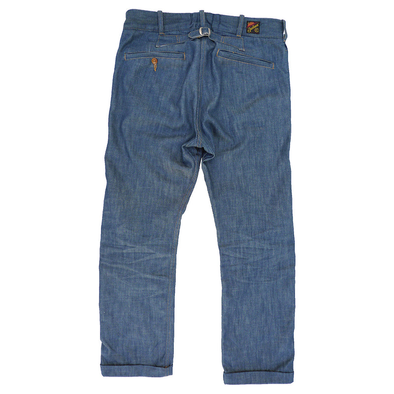 Mister Freedom Sugar Cane Continental Trousers - Player Denim Back View