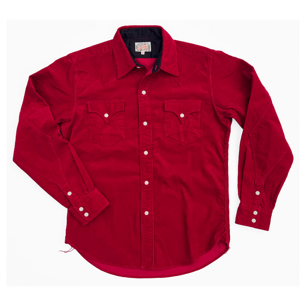Dude Rancher Western Shirt in red corduroy, made in Japan