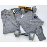 Mister Freedom® GYMSTAR Sweatpants inspired by vintage US Army PFU sweatpants and other vintage athletic garments. Made in Japan from heavy weight 12 Oz. 100% cotton tubular fleeced jersey knit.