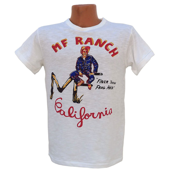 Mister Freedom® SHOP TEE "MF Ranch", hand screen-printed with vintage-inspired original graphics on tubular knit jersey STANLEY T-shirts, made in USA