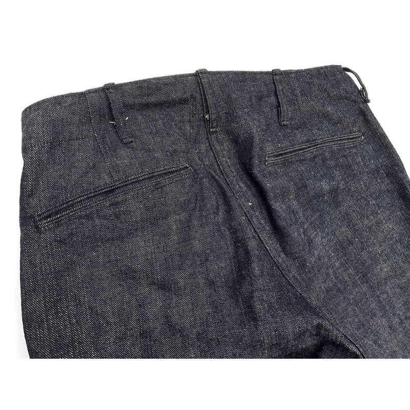 Naval "NCT" Chinos Okinawa Arcuate decorative stitching on front slash pockets and back welt pockets, with concealed selvedge ID on pocket facing