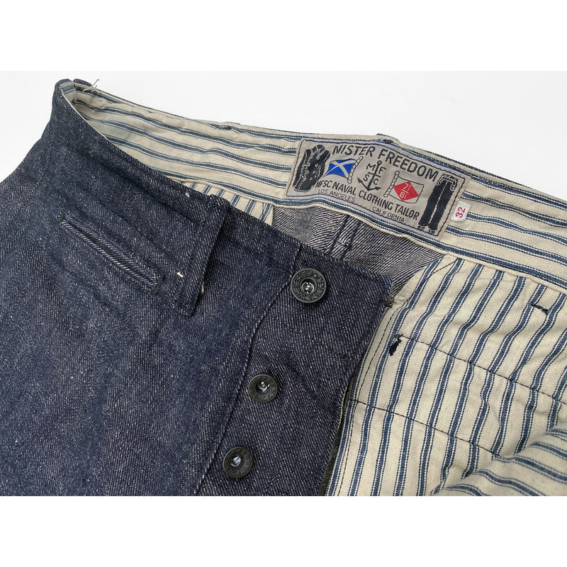 Naval "NCT" Chinos Okinawa Button fly, black-painted metal donut-type tack buttons.