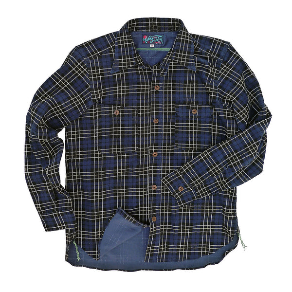 Nixon Shirt - Navy Printed Plaid Corduroy - Warehouse