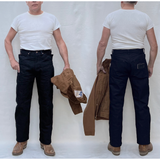Californian Lot.64 "OUTLAW" Jeans worn with white Skivvy t-shirt