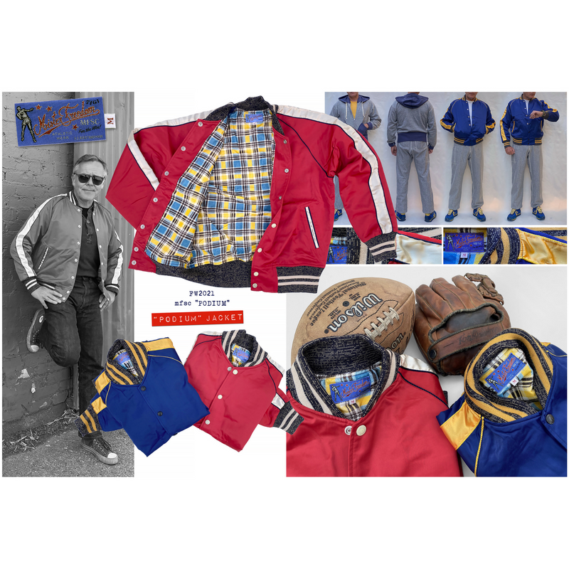 Mister Freedom® PODIUM inspired by vintage 1940s-60s award/letterman/baseball/varsity/club/warm-up jackets. Made In Japan.