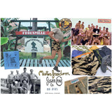 Mister Freedom® SCUBA TRUNKS inspired by vintage UDT Shorts and the US military tradition of local-made custom garments. Made from Buzz Rickson’s “Gold Tiger Stripe” printed cotton twill, 60s-inspired TSP pattern, milled in Japan.