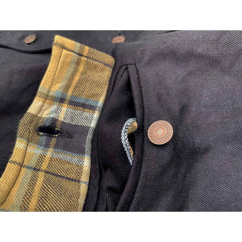 Pioneer Jacket Midnight Scalloped pocket flaps with plaid flannel facing accents