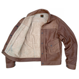 Vegetable-tanned full-grain cowhide leather with brown exterior and natural interior