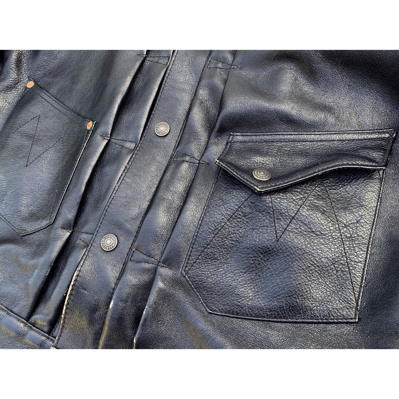 Ranch Blouse "Ringo" Black Veg-Tan Leather. Made in USA