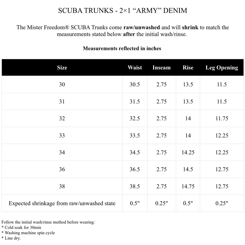 Scuba Trunks - 2×1 “Army” denim