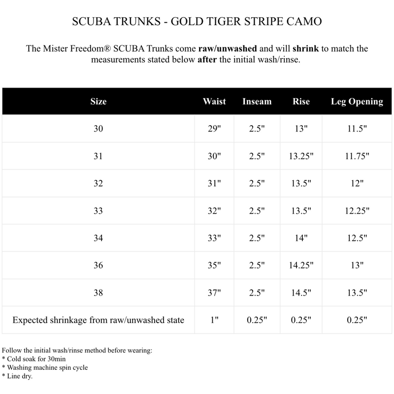 Scuba Trunks - Gold Tiger Stripe Camo