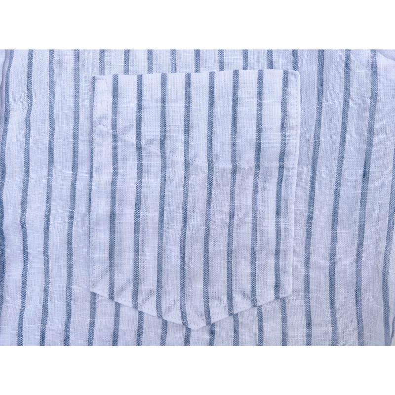 Detail view of the Italian Stripe Linen used for the SS2023 Aristocrat Shirt