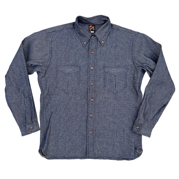 MFSC Berkeley Shirt in NOS Indigo Dobby Fabric - An original MF® shirt pattern inspired by vintage 1960’s Ivy League style and  American campuses attire.