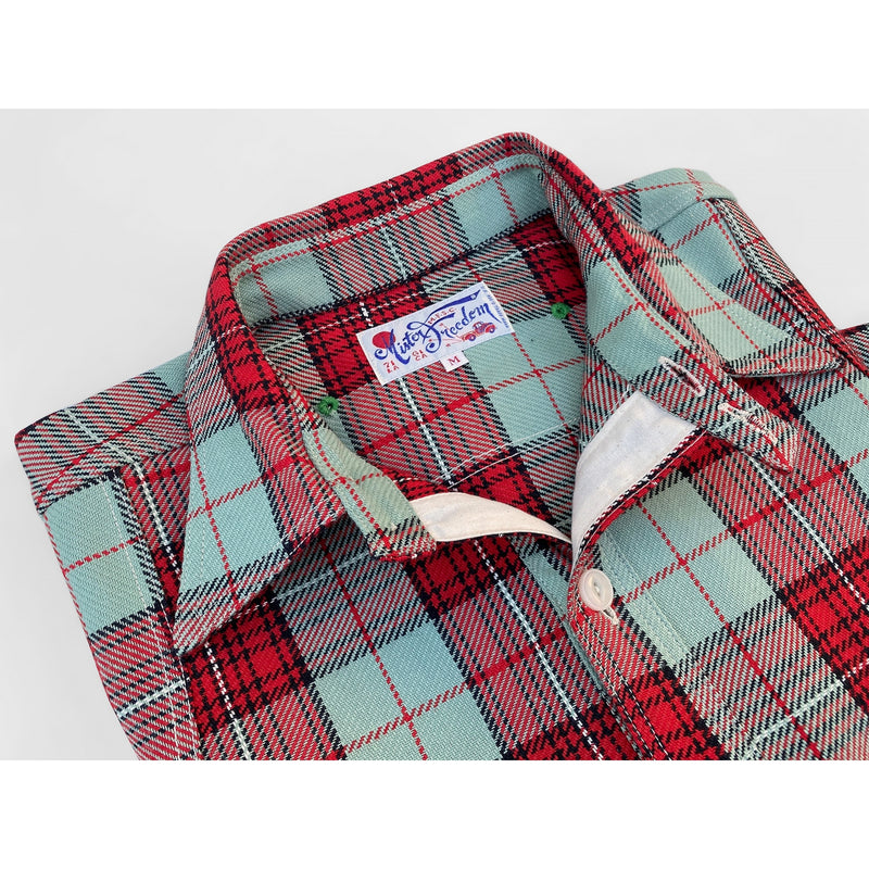The Mister Freedom® Secoya Shirt “McG” Woven Plaid inspired by vintage 1930’s-1940’s classic American chambray work shirts. Made In Japan.