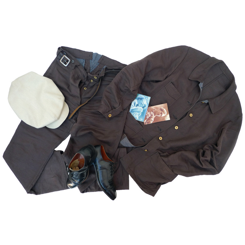 Mister Freedom Camargue Pants - Mocha HBT - Shown with matching jacket and styling