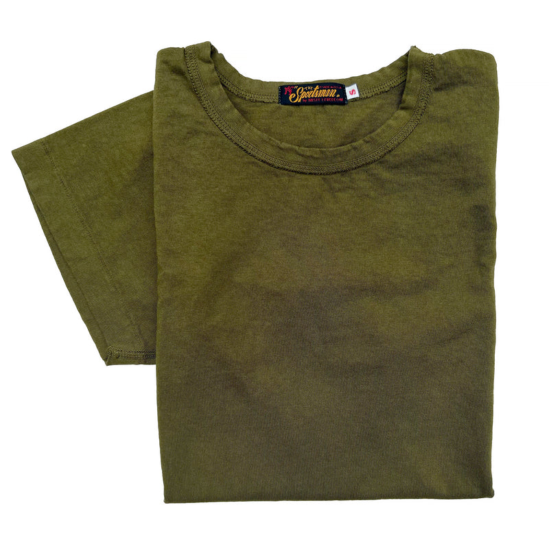 Mister Freedom® SKIVVY T-shirt JUNGLE GREEN, vintage inspired tubular knit jersey tee, available in Small, Medium, Large, X-Large, made in USA