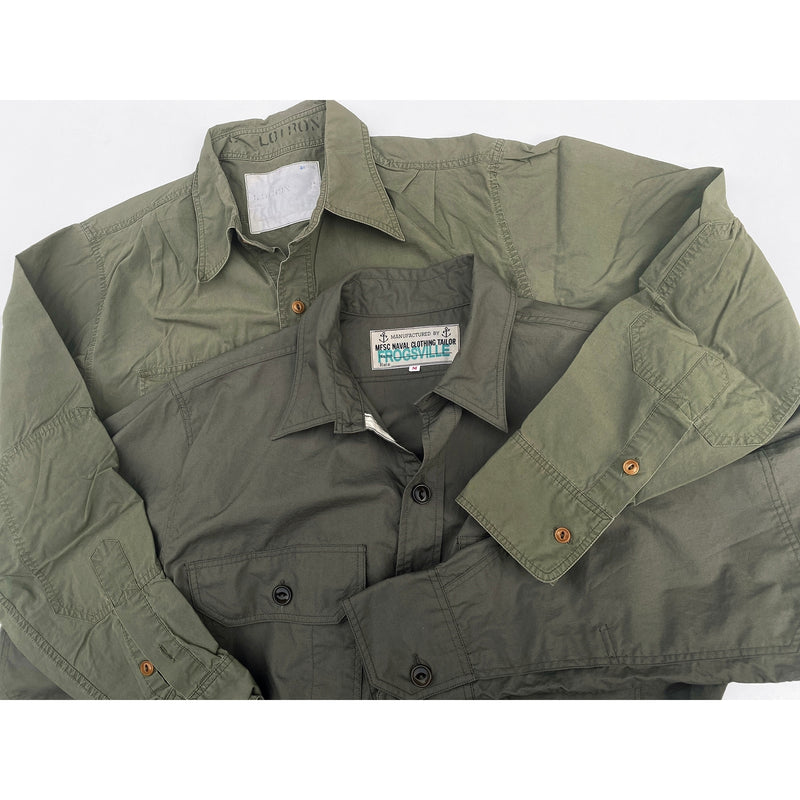 Mister Freedom® SNIPES Shirt in Olive Drab Poplin. Inspired by a vintage 1930’s US Army wool uniform. Made in Japan.