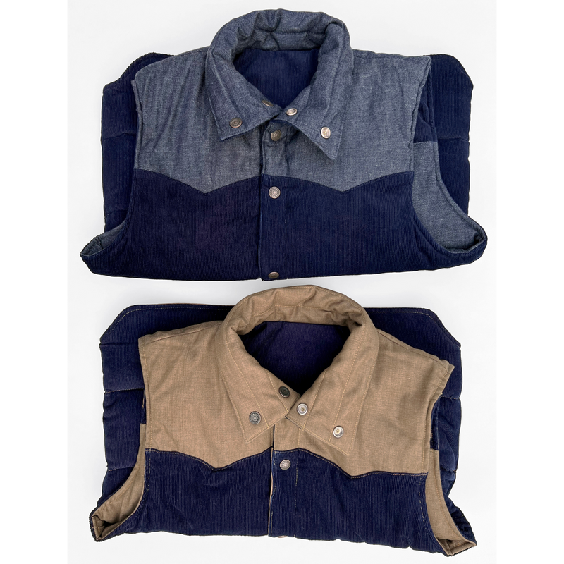 Mister Freedom® FW2022 SONNY Puffer Vest: Brown and Navy versions