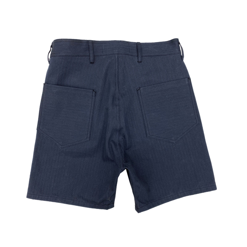 Mister Freedom® Swabbies Shorts rear patch pockets cut using horizontal warp.